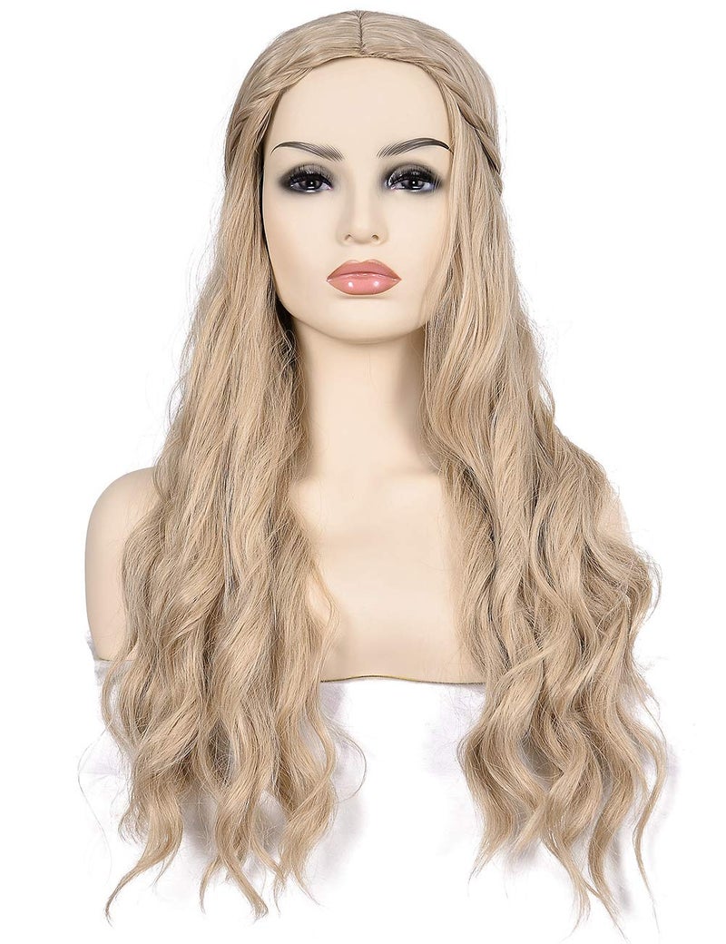 morvally Long Blonde Wavy Synthetic Hair Wigs for Women Halloween Cosplay Costume Wig - Image 2